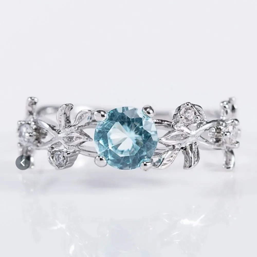 Aquamarine Blue Topaz Sterling Silver Ring 6 7